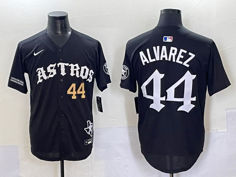 Men 2025 Houston Astros 44 Alvarez Black Seven generations Joint Name Nike MLB Jersey style 5